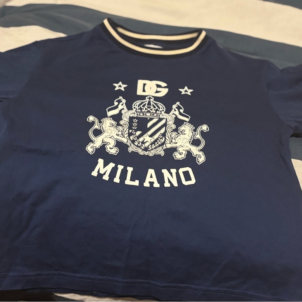 Dolce & Gabbana Blue and White Milano Graphic Tee